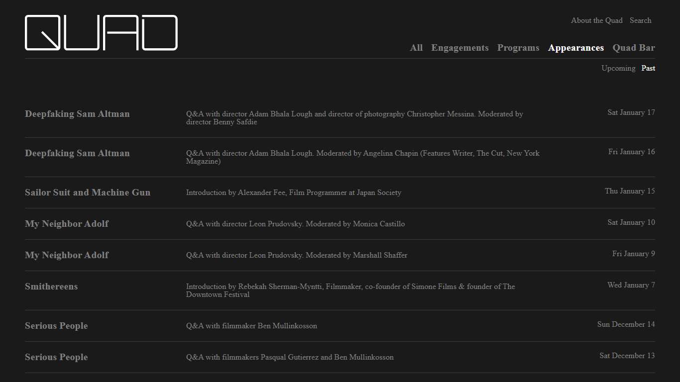 Appearances | Quad Cinema